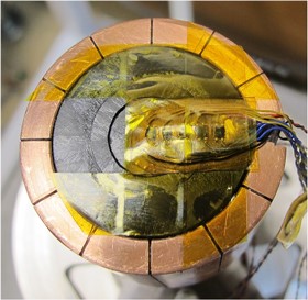 Three Hall sensors are positioned on the inner core, and two sensors are on the ring.